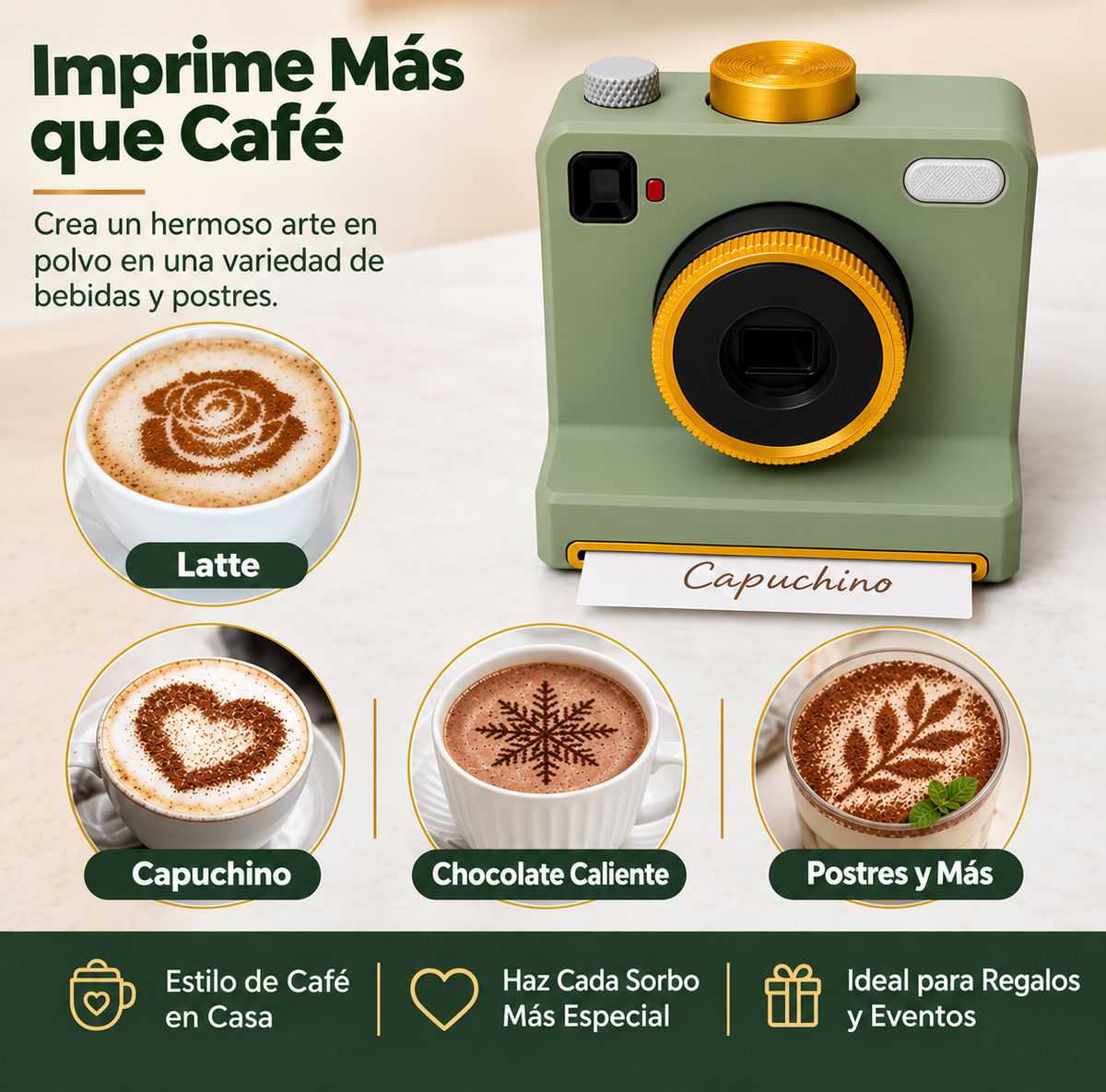 Cámara que dibuja arte en tu café